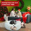 Woodland Christmas Cat Bed Tunnel 3ft x 3ft x 9.8in Winter Forest Under Christmas Tree Cat Donut Tunnels Snowman Reindeer Plush Peekaboo Cave Toy Collapsible 3 Way Xmas Gifts for Small Kitty