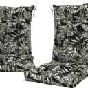 DYTXIII Set of 2 Rocking Chair Cushions for Outdoor/Indoor Use,Water Resistant Tufted High Back Chair Pads for Patio,Porch,Balcony Rocker and Adirondack Furniture - Leaf Black