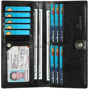 Lavemi Ultra Slim Thin Leather Women Wallet RFID Blocking Credit Card Holder Bifold Long Ladies Billfold