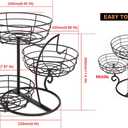 Livabber Fruit Basket Bowl with Banana Hanger, Fruit Vegetable Storage Basket with Banana Tree Holder for Kitchen Counter, Detachable Organizer for Bread Snack Produce (Black, 3-Tier Metal Base)