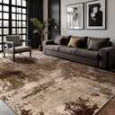 6x9 Area Rugs - Modern Abstract Washable Rug, Ultra Soft Non Slip Low Pile Large Rugs for Living Room, Floor Carpet for Bedroom Dining Room Office Laundry Nursery Home(A-Brown)