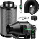 VIVOSUN Smart Air Filtration G4 Kit 4", AeroZesh G4 Inline Duct Fan with E12 Speed Controller, Carbon Filter & 8' Ducting, Cooling & Ventilation System for Grow Tents, Indoor Gardening, Hydroponics (Black+Green Blades)