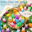 48 Pcs/ 24 Sets Prefilled Easter Eggs with Bunny Plush Keychains for 3.7inch Easter Basket Stuffers Fillers Goodie Bag Filled Hunt Rabbit Stuffed Egg Gifts(White)