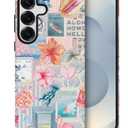 Compatible with Samsung Galaxy S25,Frosted Dual-Layer Protection with Phone Case Cover - Beachy Collage Aesthetic Turtles Floral
