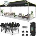 COBIZI 10x20 Pop Up Canopy Tent Without Removable Sidewalls, One Push Party Tent Outdoor Waterproof Event Canopy with Air Vent for Parties Commercial Wedding, 3 Height, Carry Bag, Sandbag, Black