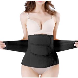 Postpartum Girdle C-Section Recovery Belt Back Support Belly Wrap Belly Band Shapewear (Black, L)