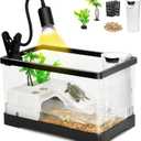 AZV XLarge Turtle Tank Kit,All in One Starter Aquarium,Indoor Red Eared Slider Enclosure for Small Tortoise,Fishes and Amphibians,Includes Filter,Filter Plates,Basking Platform,Plants,Lamp,Bulb,Stone