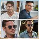 DEHOTRE Non Prescription Glasses Men Acetate Frame Eyeglasses with Magnetic Clip On TAC Polarized Sunglasses Clear Lens