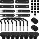 4 Sets Car Roof Box U-Bolt Clamps, Vehicle Rooftop Cargo Carrier Rack Bolts with 8 Lock Nuts & 2 Straps, Automotive Van Mounting Brackets Accessories, Universal Fit