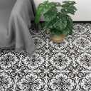 Peel and Stick Floor Tile Waterproof: 11.81in *11.81in 10 Pcs Vinyl Flooring Self-Adhesive Black and White, Peel and Stick Flooring for Kitchen, Dining Room, Bedroom and Bathroom