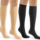 bropite Zipper Close Toe Compression Socks for Women and Men 2 Pairs Knee high 15-20mmHg for Walking Running Nurses Pregnancy (XX-Large, Beige Black)