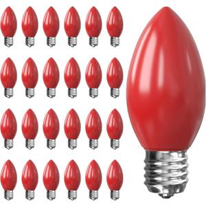 25 Pack C9 LED Christmas Light Bulbs, Shatterproof Plastic Replacement Red Light Bulb for Christmas Outdoor String Lights, C9/E17 Candelabra Base, 0.6 Watt