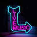 Live Music Neon Signs, LED Neon Light for Wall Decor, Light up Sign for Man Cave Decor Beer, Bar, Music Studio, Bedroom, Party, Club