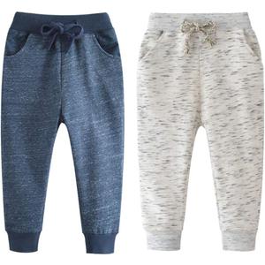 Little Boys Cartoon Pattern Cotton Drawstring Elastic Sweatpants Sport Jogger Pants with Pocket (3-4T, 2pcs-anavy+gray)