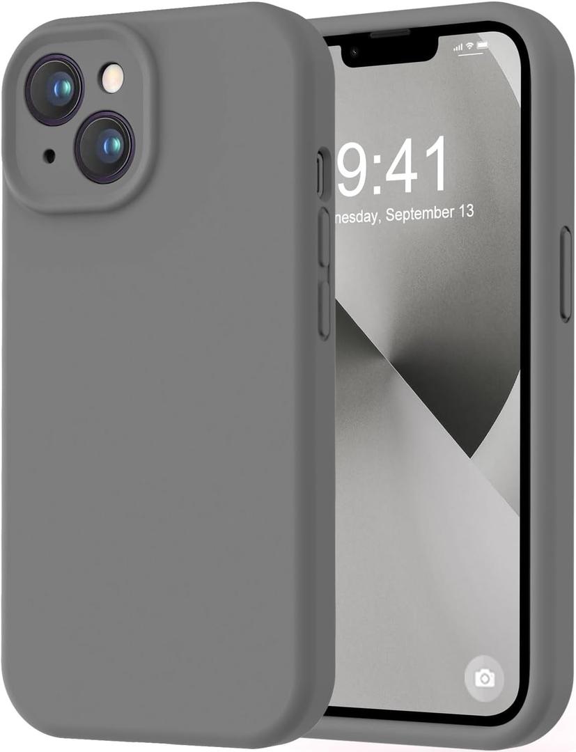 LOVE 3000 Designed for iPhone 13 Case, Premium Silicone with [Camera Protection] [Soft Anti-Scratch Microfiber Lining] Shockproof Protective Phone Case for iPhone 13 Women Men Girls 6.1", Dark Grey