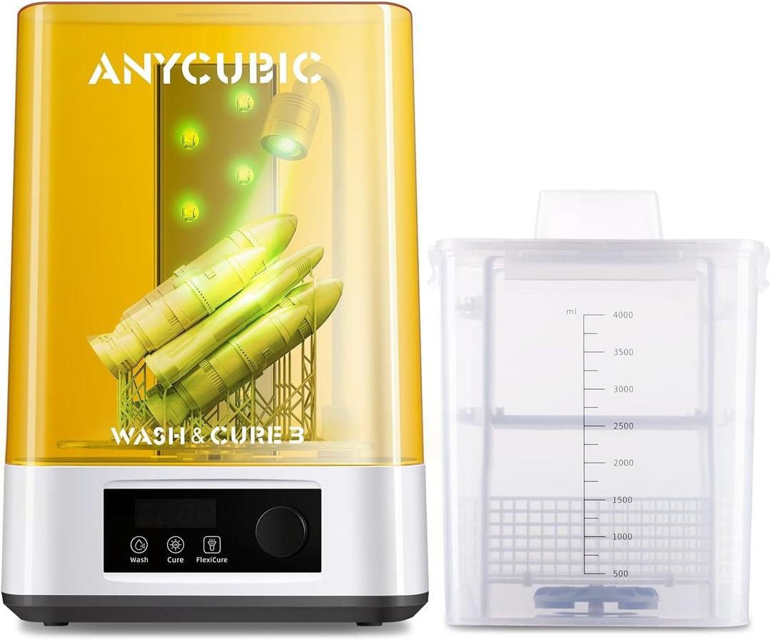 ANYCUBIC Wash and Cure 3, Upgraded Volume 2 in 1 Wash and Cure Station, with Gooseneck Lights, for Mars Anycubic Photon Mono 4 2 Resin 3D Printer, Washing Size of 165 x 100 x180 mm