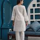 Chikankari Kurtis for Women Pakistani Salwar Kameez Suit Set Indian Dresses White Kurti Pant & Dupatta Set