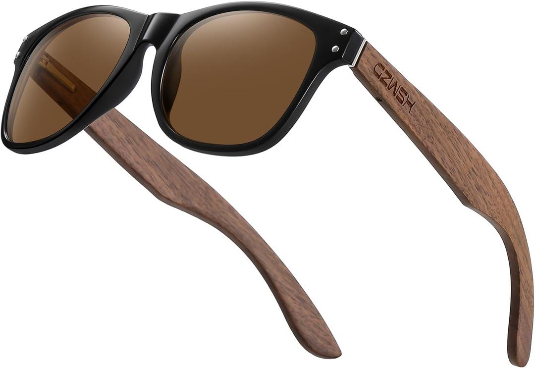 Black walnut | polarizing sunglasses for both men and women | 100% UVA/UV protection | polycarbonate material frame (Brown)