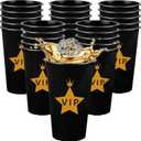 25 Pcs Hollywood Movie Theme VIP Cup Party Decorations - 16oz Reusable Plastic Cups With VIP Pass, Birthday Party Supplies