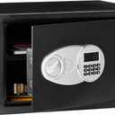 Amazon Basics Steel Security Safe and Lock Box with Digital Keypad, Easy to Use, Removable Shelf, Secure Cash, Jewelry, Documents, Black, 1.2 Cubic Feet, 16.9-x-14.6-x-10.6-inches (WxDxH)