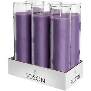 Simply Soson 2x8 inch Purple Devotional Candles in Glass Jar - 6 Pack - 90 Hours  Prayer Candle - Tall Pillar Candles for Religious, Memorials, Party Dcor