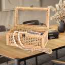 HUAXIN CRAFT H Rattan Decorative Box with Lid, Rectangular Woven with Glass for Display 1 Pc