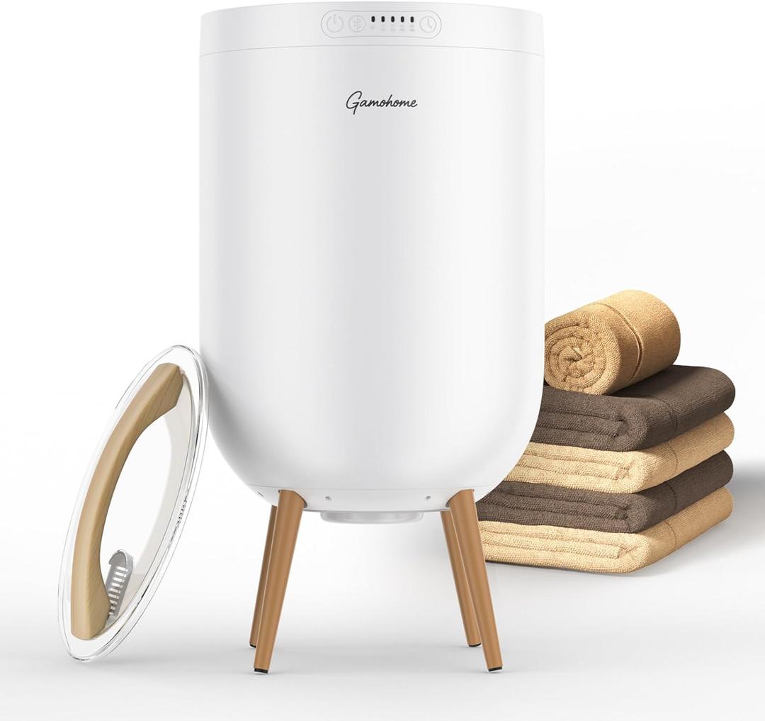 Towel Warmer Luxury Heated Bucket  Bluetooth Speaker, Ambient Light & Auto Shut Off  Fits Two 40"x70" Towels, Bathrobes, Blankets  Great Gift Idea