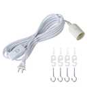 20ft Pendant Light Cord, with E26 Socket Pendant Light Kit, Hanging Light Cord, Socket On Off Inline Cord Switch Control Lamp, for Kitchen Bedroom Plant Growth Light, White, 1-Pack