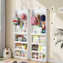 HOOBRO Behind The Door Bookshelf, Wooden Behind Door Bookshelf, 4-Tier Space Saving Behind The Door Bookcase with DIY Pegboard, Kids Wall Bookcase for Kids Room, Bedroom, Nursery, White WW192CW01