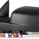 Driver Side Mirror for 2009-2018 Ram 1500 2010-2018 Ram 2500 3500 2019-2024 1500 Classic Tow Mirror Power Heated Turn Signal Puddle Light Manual Folding-Left (Textured Black)