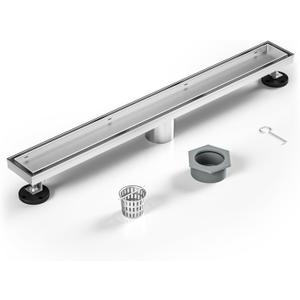 Linear Shower Drain 24" Brushed 304 Stainless Steel | Fast Drainage | Tile Inserted | Stainless Floor Drain Grate | Hair Strainer | Drain Key | The Upgrade for Your Bathroom