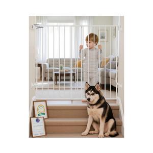 Babelio Baby Gate for Stairs & Doorways, 26-43" W 34" H Extra Tall| No Bottom Bar| Easy Installation| One-handed Operation| Auto-close| Hardware Mount (Drill Needed) Safety Dog/Pet Gate Indoor (White)