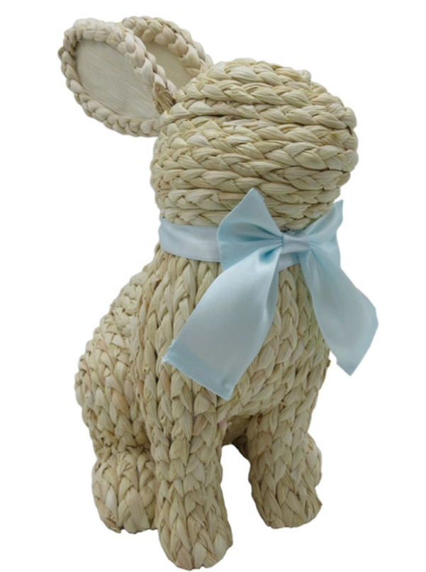 Holiday Home Woven Bunny Décor - Blue Bow