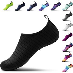 SIMARI Water Shoes for Women Men Swim Aqua Socks Beach Pool Essentials Barefoot Surf River Boat Kayak Sea Yoga Sand Exercise Sport Accessories Breathable Quick-Dry Adult Youth Kid Size SWS001 (10-11 Women/9-10 Men, 3a-stripe Blcak)