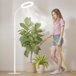 Plant Grow Light for Indoor Plants, Full Spectrum Grow Lamp with Pedestal Stand, Automatic Timer for 3H/9H/12H, Height Adjustable 51-67in White