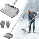 Multi-Purpose Snow Shovel for Driveway, 55-Inch Long Handle Lightweight Snow Removal Tool, Large Capacity Shovel for Sidewalk, Garage, Garden & Chicken Coop Cleaning (Poop & Bedding Scoop)