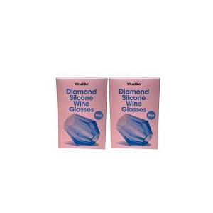 Wine2Go Diamond Silicone Wine Glasses 9oz 2 Pack