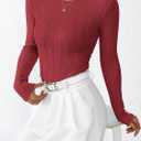 PRETTYGARDEN Crew Neck Long Sleeve Cute Going Out Tops for Women 2026 Casual Basic Slim Fit Womens Pullover Shirts (Red, M)