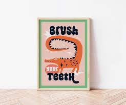 Brush Your Teeth Framed Artwork, 15.75"x19.75"