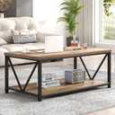 FOLUBAN Coffee Table with Storage Shelf, Modern Industrial Metal and Wood Living Room Table, Small Rectangle Cocktail Tea Table for Bedroom Home Office, Rustic Oak, 39.3 Inch