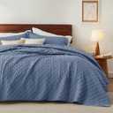 Bedsure Quilts King Size - Lightweight Bedspreads King Size with Basket Weave Pattern, Soft Quilt Bedding Set, Mineral Blue Comforter Set Coverlet for All Seasons with 2 Pillow Shams (King (106" x 96"))