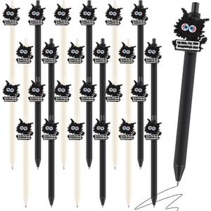 Feifeiya 24 Pcs Funny Pens Bulk for Coworkers Black Cat Retractable Black Ink Ballpoint Pens I'm Fine Everything's Fine Humor Office Desk Decor for Employee Team Staff Gifts