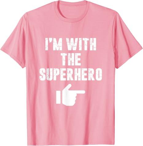 I'm with the Superhero Fun Easy Playful Halloween Costume T-Shirt (Pink, M)