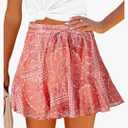 Womens Summer Flowy Shorts Casual Boho Floral Skorts Ruffle Mini Skirts Running Tennis Chiffon Butterfly Shorts Medium
