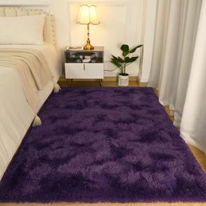 Softlife Rugs for Bedroom 4x5.3 Feet Purple Area Rug for Living Room Super Soft Shaggy Rugs for Dorm Fluffy Fuzzy Carpets Long Plush Bedside Rug Nursery Girls Boys Kids Room Home Christmas Decoration