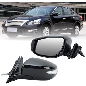 Left Driver Side Mirror Compatible with Nissan Altima 2013 2014 2015 2016 2017 2018 Door Mirrors Replacement Power Heated Manual Folding with Turn Signal Indicator 6 Pins Black