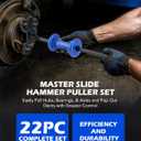 Orion Motor Tech Slide Hammer Puller Set, 22 Piece Front and Rear Axle Shaft Hub Bearing Seal Remover Set with 1" to 2-7/8" ID Adapters 2-Jaw 3-Jaw Yokes, Slide Hammer Bearing Puller Dent Repair Kit