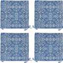 4 Pack Patio Cushion Covers Replacement, Washable Outdoor Cushion Covers Replacement with Zipper, Waterproof Outdoor Couch Cushion Slipcovers for Patio Furniture, Blue Charm, 18.9"D×18.9"W×3.15"H