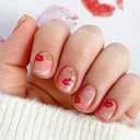 Valentines Press on Nails Short Square MABKJLF Nude Fake Nails False Nails with Lips Designs Full Cover Glossy Glue on Nails Valentine Acrylic Nails for Women Girls 24 Pcs (V36)