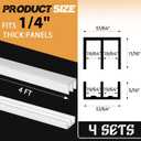 Landical 4 Sets 4 ft Long Plastic Sliding Cabinet Door Track Hardware Set for 1/4" Thick Panels Glass Window Cabinet Door Track for Sliding Closet Doors, Easy Quick Installation (White)